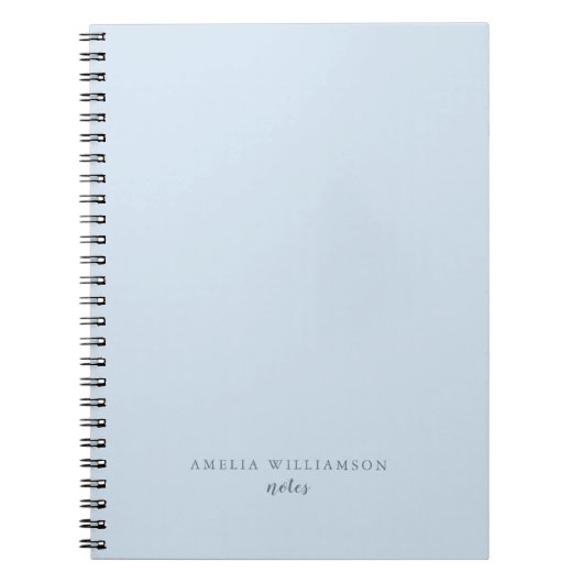 Simple Minimalist Soft Blue Personalized Name Notitieboek (Voorkant)