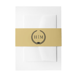 Simple Minimalist Soft Gold Monogram  Uitnodigingen Wikkel