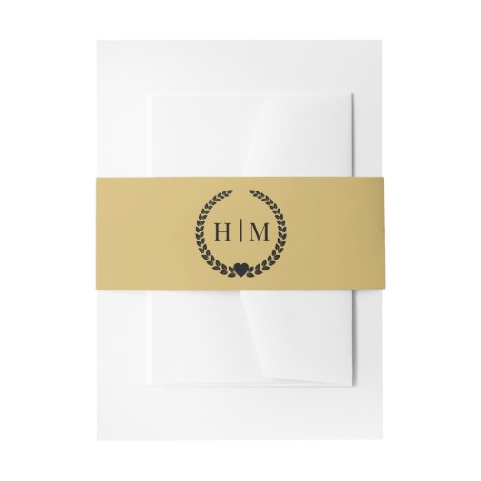 Simple Minimalist Soft Gold Monogram  Uitnodigingen Wikkel (Voorkant Voorbeeld)