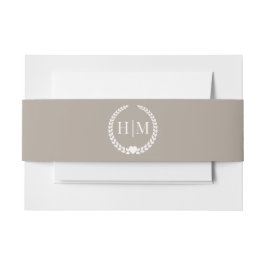 Simple Minimalist Taupe Linen Brown Monogram Uitnodigingen Wikkel