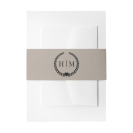Simple Minimalist Taupe Linen Brown Monogram  Uitnodigingen Wikkel