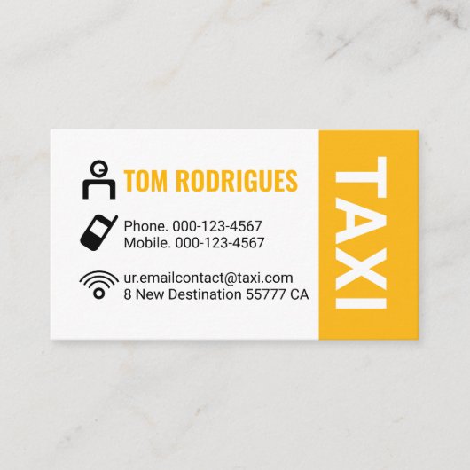 Simple Minimalist Taxi Service Driving Visitekaartje (Voorkant)