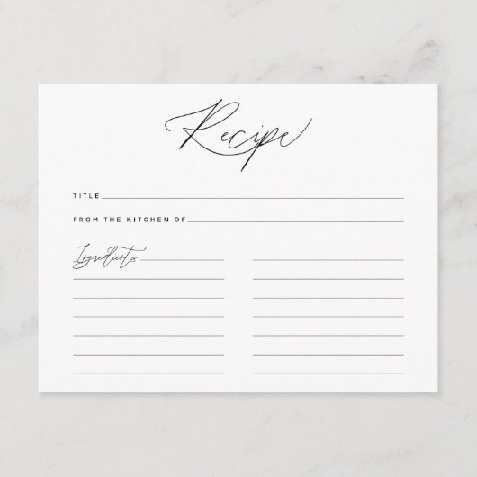 Simple Minimalist Type Script Recipe Kaart (Voorkant)