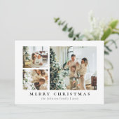 Simple Minimalist Typography Photo Christmas Card Feestdagenkaart (Staand voorkant)