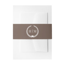 Simple Minimalist Warm Mocha Brown Monogram  Uitnodigingen Wikkel