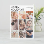 Simple Minimalist Year in Review 9 Photo Collage Feestdagenkaart (Staand voorkant)