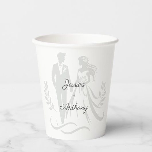 Simple Minimalistc Elegant Custom Name Wedding Papieren Bekers (Voorkant)