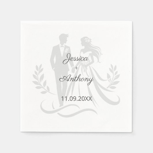Simple Minimalistc Elegant Custom Name Wedding Servet (Voorkant)