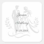 Simple Minimalistc Elegant Custom Name Wedding Vierkante Sticker (Voorkant)