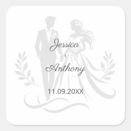 Simple Minimalistc Elegant Custom Name Wedding Vierkante Sticker