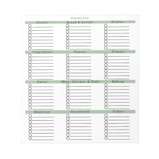 Simple & Minimalistic Grocery Shopping List Notitieblok (Voorkant)