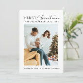 Simple Minimalistic Merry Christmas family photo Feestdagenkaart (Staand voorkant)
