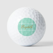 Simple mint green minimalist custom name ladies golfballen (Voorkant)