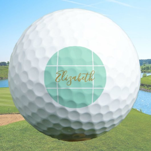 Simple mint green minimalist custom name ladies golfballen