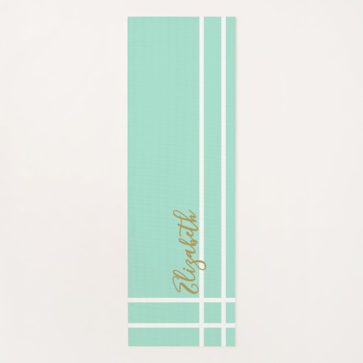 Simple mint green minimalist custom name ladies  yogamat (Voorkant)