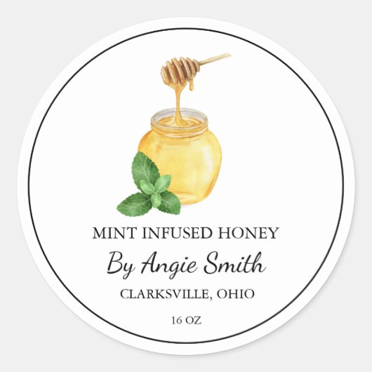 Simple Mint Infused Honey Label (Voorkant)