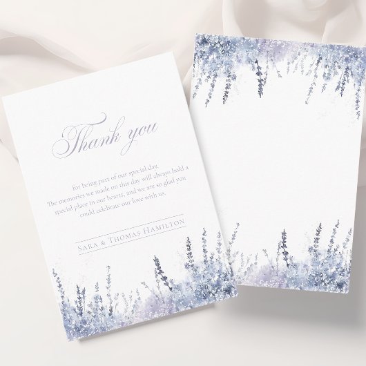 Simple Misty Watercolor Abstract Lavender Wedding Bedankkaart