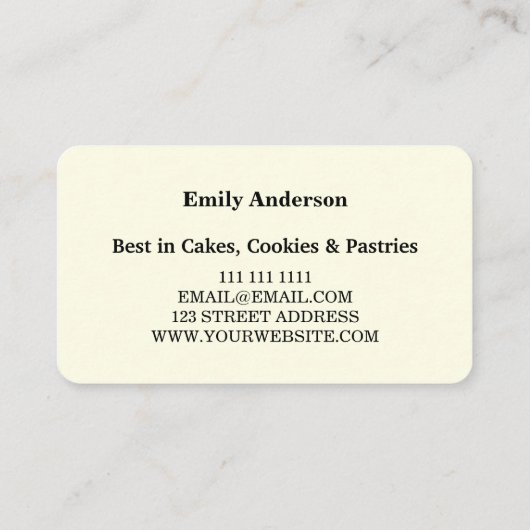 Simple Mixer Floral Cake Bakery  Visitekaartje (Achterkant)