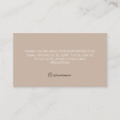 Simple Mocca Bedankt voor de aankoop Kaart Visitekaartje (Achterkant)