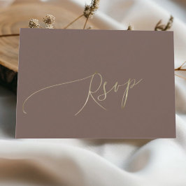 Simple Mocha Brown Wedding RSVP Kaartje