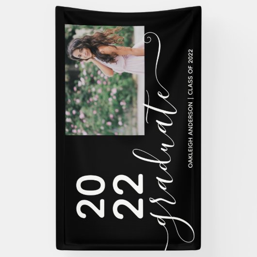 Simple Modern 2 Photo Afstuderen Spandoek (Verticaal)