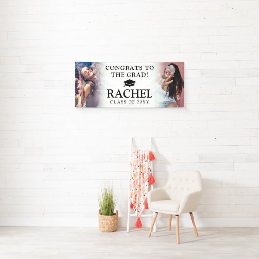 Simple Modern 2 Photo Congrates Afstuderen Spandoek (Insitu)