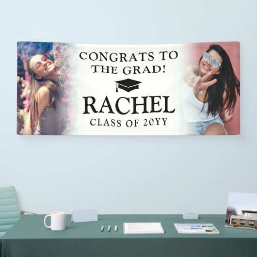 Simple Modern 2 Photo Congrates Afstuderen Spandoek (Beurs)