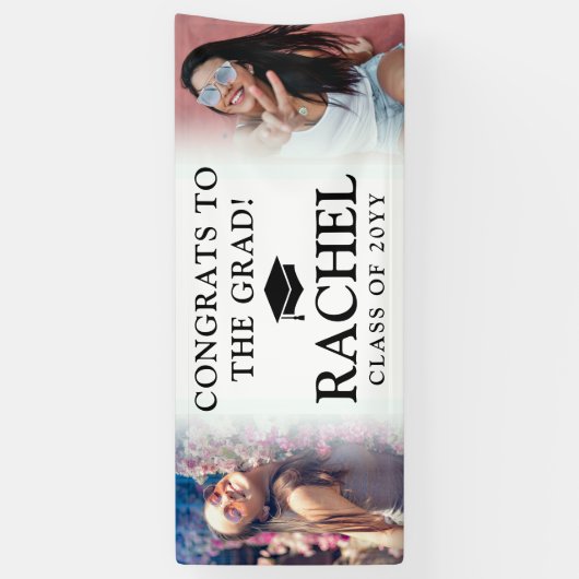 Simple Modern 2 Photo Congrates Afstuderen Spandoek (Verticaal)