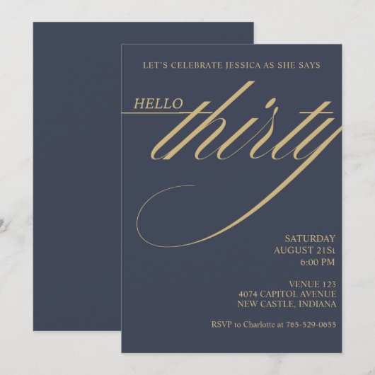 Simple Modern 30th Birthday Kaart (Voorkant / Achterkant)