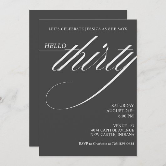 Simple Modern 30th Birthday Kaart (Voorkant / Achterkant)