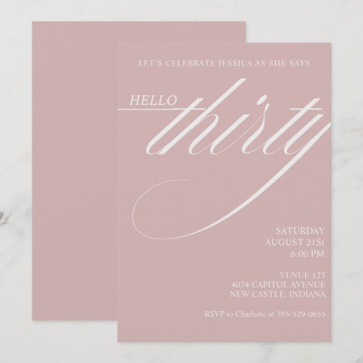 Simple Modern 30th Birthday Kaart (Voorkant / Achterkant)