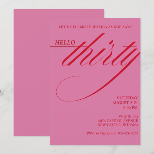 Simple Modern 30th Birthday Kaart (Voorkant / Achterkant)