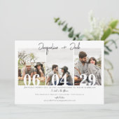 Simple Modern 3 foto bruiloft website uitnodiging (Staand voorkant)