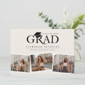 Simple Modern 3 foto's Afstuderen Aankondiging (Staand voorkant)