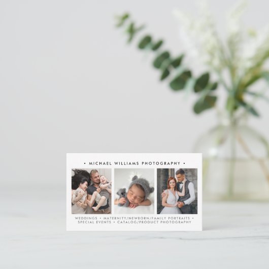 Simple Modern 4-Photo Professional-fotograaf Visitekaartje (Staand voorkant)