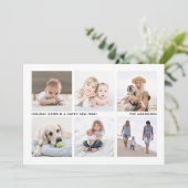 Simple Modern 6 Photo Collage Black and White Feestdagenkaart (Staand voorkant)