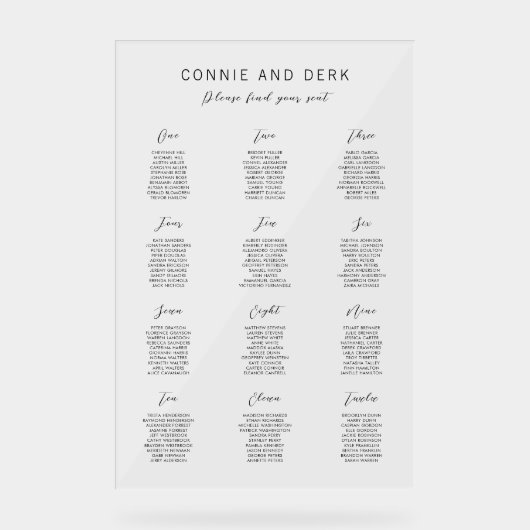 Simple Modern Acrylic Wedding Seating Chart Acryl Bord (Voorkant)