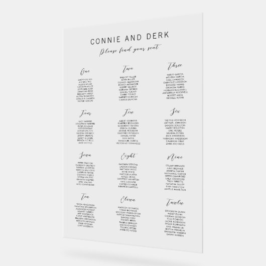 Simple Modern Acrylic Wedding Seating Chart Acryl Bord (Hoek)