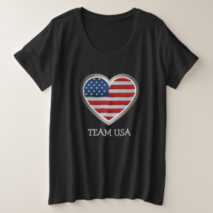 Simple Modern America Fan cheer USA Flag teamnaam Grote Maat T-shirt