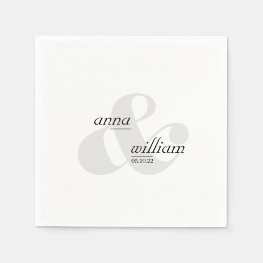 Simple Modern Ampersand Wedding Paper Napkin Servet (Voorkant)