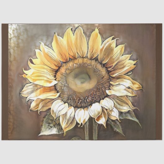 Simple Modern Art Sun Sunflower Collectie Tissuepapier (Voorkant)