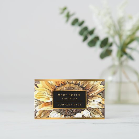 Simple Modern Art Sun Sunflower Collectie Visitekaartje (Staand voorkant)