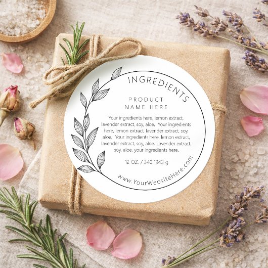 Simple Modern Asymmetrical Wreath Ingredients Ronde Sticker