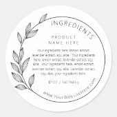 Simple Modern Asymmetrical Wreath Ingredients Ronde Sticker (Voorkant)
