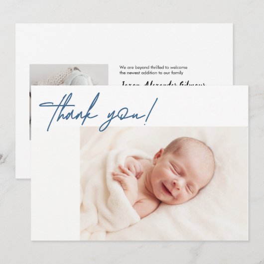 Simple Modern Baby Blue Baby shower Gift Aankondiging (Voorkant / Achterkant)