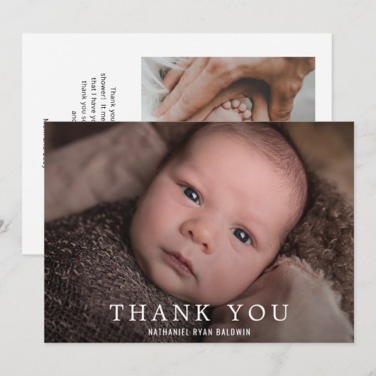 Simple Modern Baby Photo Baby shower Bedankkaart (Voorkant / Achterkant)