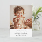 Simple Modern Baby's 1st Birthday Photo Kaart (Staand voorkant)