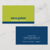 SIMPLE MODERN BAND vet mannelijk limoen marineblau Visitekaartje (Voorkant / Achterkant)