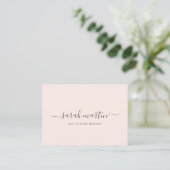 Simple Modern Beauty Salon Blush Pink Elegant Visitekaartje (Staand voorkant)
