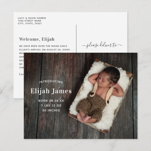 Simple Modern Birth Announcement Briefkaart (Voorkant / Achterkant)